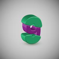 Colorido personaje 3D de una tipografía, vector