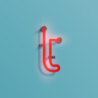 Realistic neon character from a typeset, vector