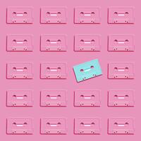 Pastel retro realistic cassette on flat background, vector illustration