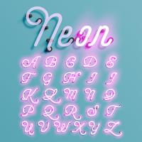 Realistic neon character typeset, vector
