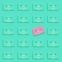 Pastel retro realistic cassette on flat background, vector illustration