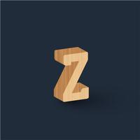 3D wood font character, vector