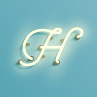 Realistic neon character from a typeset, vector