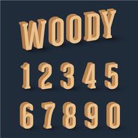 3D wood font set, vector