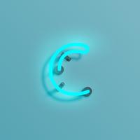 Realistic neon character from a typeset, vector