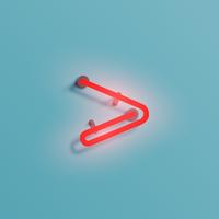 Realistic neon character from a typeset, vector