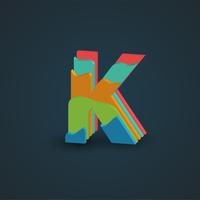 3D colorful layered character from a fontset, vector