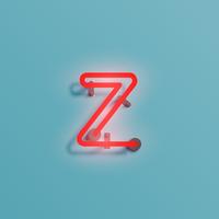 Realistic neon character from a typeset, vector