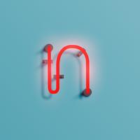 Realistic neon character from a typeset, vector