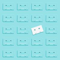 Pastel retro realistic cassette on flat background, vector illustration