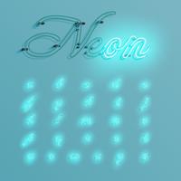 Realistic neon character typeset, vector