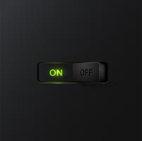 Realistic black switch with backlight ON, vector