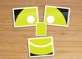 Desktop with tablets and an emoticon vector illustration