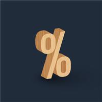 3D wood font character, vector