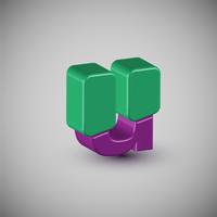 3D colorful character from a typeset, vector