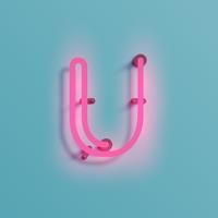 Realistic neon character from a typeset, vector