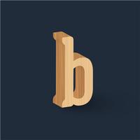 3D wood font character, vector