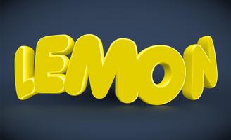 3D typography - lemon, vector