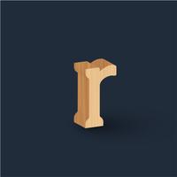 3D wood font character, vector