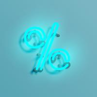 Realistic neon character from a typeset, vector