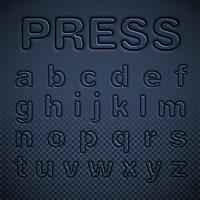 Pressed font set, vector illustration