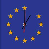 Brexit clock, missing star from the EU flag, vector