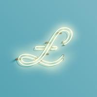 Realistic neon character from a typeset, vector