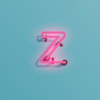 Realistic neon character from a typeset, vector