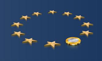 EU flag, one star replaced by an euro coin, vector