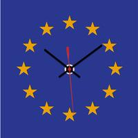 Brexit clock, missong star from the EU flag, vector