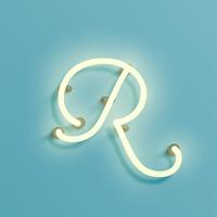 Realistic neon character from a typeset, vector