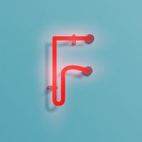 Realistic neon character from a typeset, vector