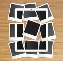 Realistic tablet with picture frames, vector