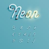 Realistic neon character typeset, vector