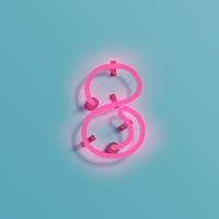 Realistic neon character from a typeset, vector