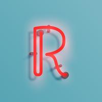 Realistic neon character from a typeset, vector