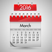 Realistic calendar with red hard cover, vector illustration