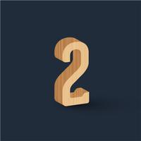 3D wood font character, vector