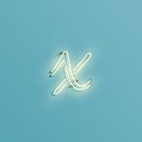 Realistic neon character from a typeset, vector