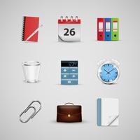 Realistic office icons, for web, vector