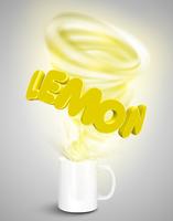 Lemon yoghurt/drink in a cup, realistic vector illustration