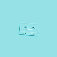 Pastel retro realistic cassette on flat background, vector illustration