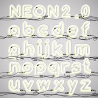 Realistic neon alphabet with wires, vector illustration