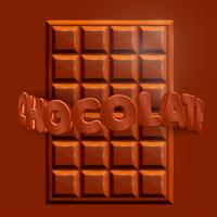 Barra de chocolate realista 3D con texto 3D &#39;CHOCOLATE&#39;, vector