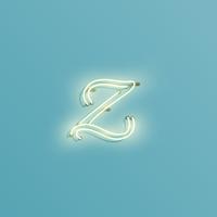 Realistic neon character from a typeset, vector