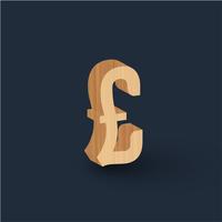 3D wood font character, vector