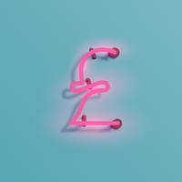 Realistic neon character from a typeset, vector