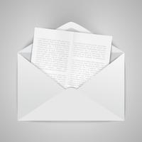 Realistic opened envelope with papers, vector illustration