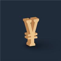 Carácter de fuente de madera 3D, vector