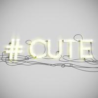 Realistic neon hashtag  word, vector illustration